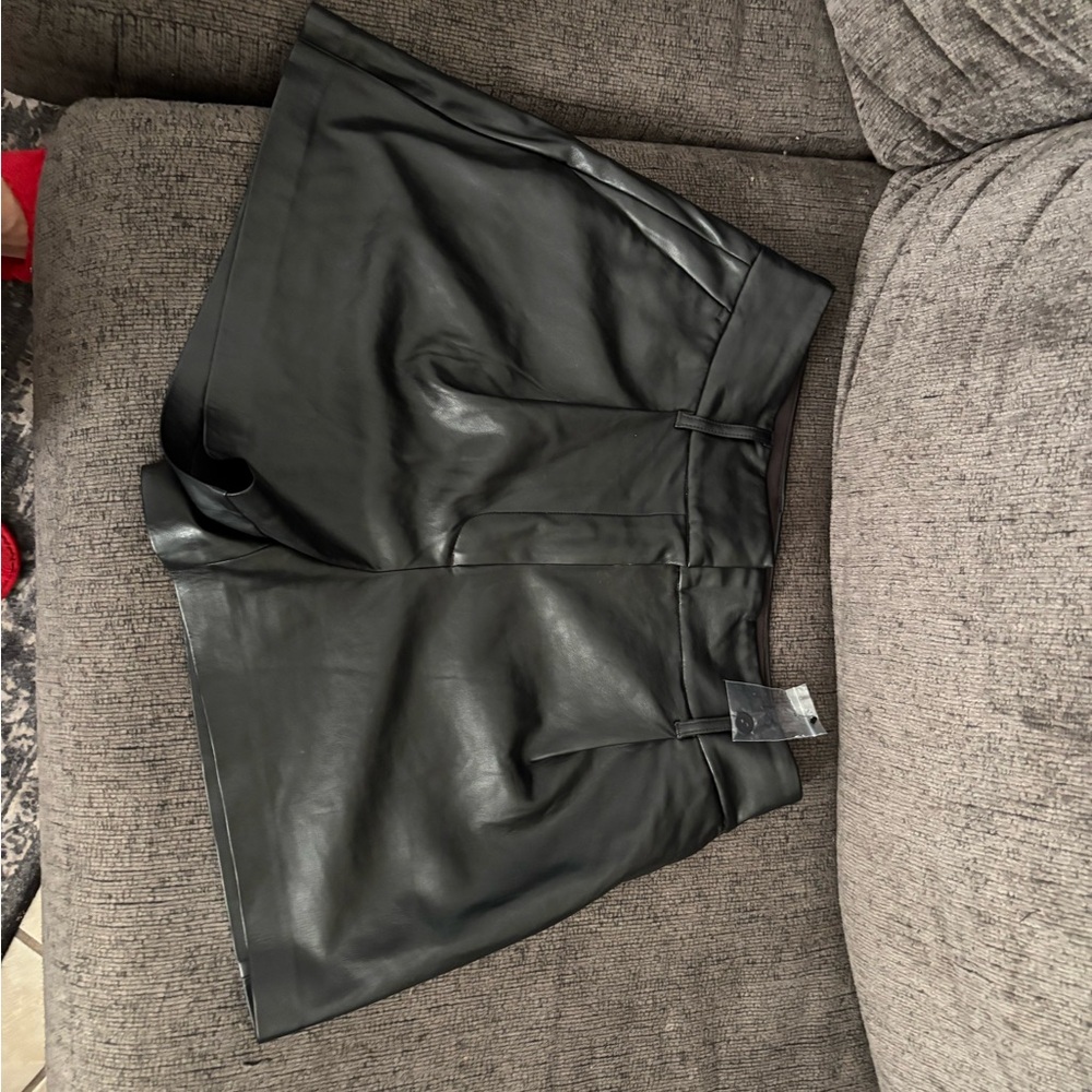 Black Faux Leather Shorts